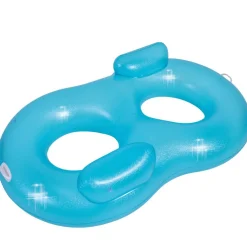 74" Blue Mosaic Inflatable Duo Water Lounger