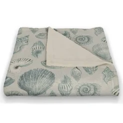 Blue Multicolor Shell Coral Fleece Blanket