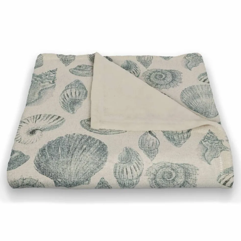 Blue Multicolor Shell Coral Fleece Blanket