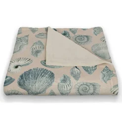 Blue Multicolor Shell Coral Fleece Blanket