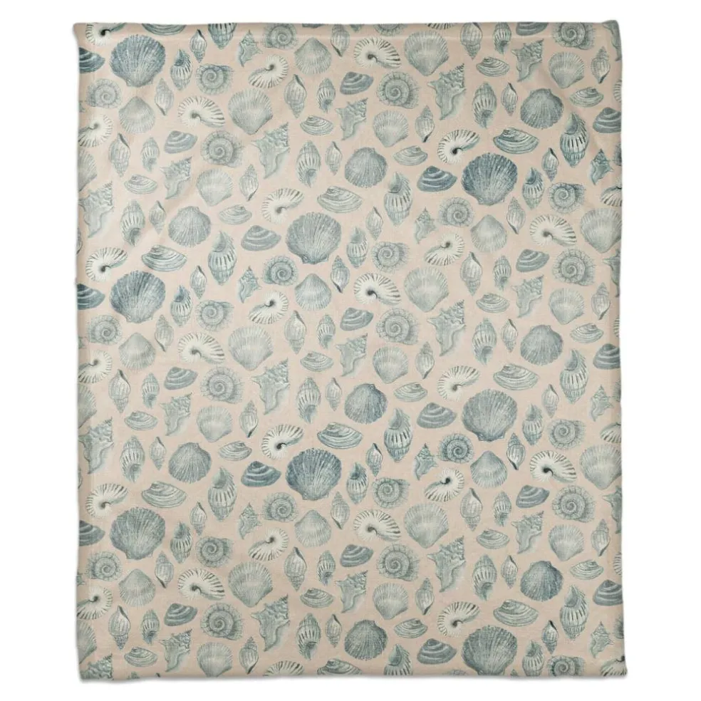 Blue Multicolor Shell Coral Fleece Blanket