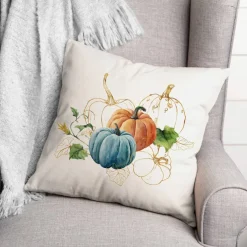 Blue & Orange Pumpkin Pillow