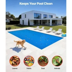 Blue PE Bubble Solar Pool Cover 36x16 ft Rectangle Heat Blanket