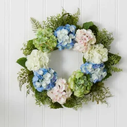 24” Blue & Pink Hydrangea Wreath