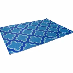 Blue Quatrefoil Rectangular Outdoor Area Rug, 4ft. x 6ft.