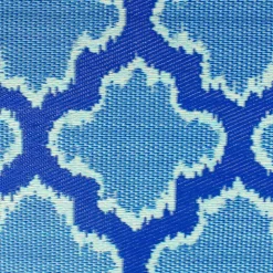 Blue Quatrefoil Rectangular Outdoor Area Rug, 4ft. x 6ft.