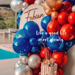 Blue Red White Balloons Arch Garland Kit, 147 Pcs Royal Blue Red White Confetti Blue Red Balloon for Graduation Birthday Party Decorations