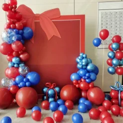 Blue Red White Balloons Arch Garland Kit, 147 Pcs Royal Blue Red White Confetti Blue Red Balloon for Graduation Birthday Party Decorations
