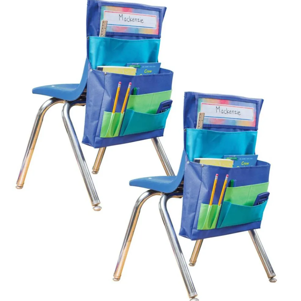 Blue, Teal & Lime Chair Pocket, Pack of 2
