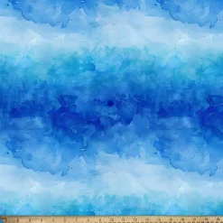 Blue Watercolor Anti-Pill Premium Fleece Fabric | By The Yard