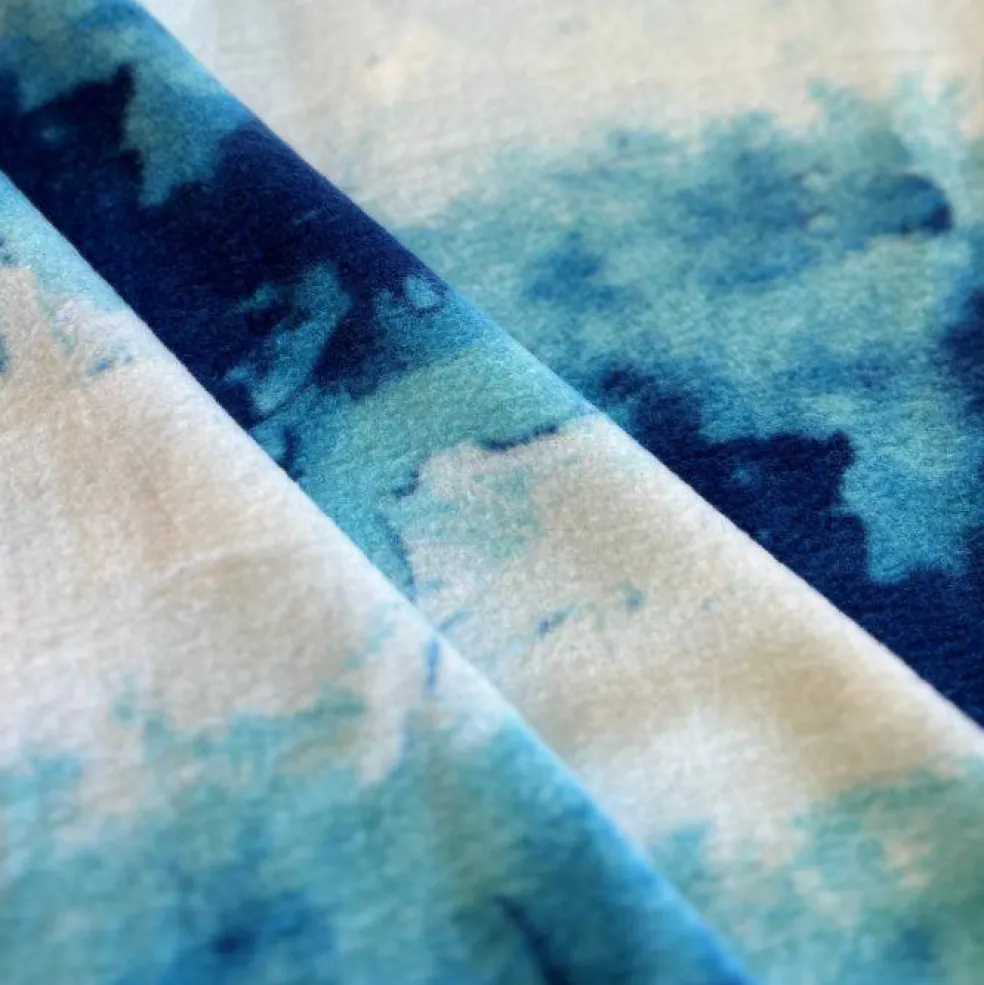 Blue Watercolor Anti-Pill Premium Fleece Fabric | By The Yard