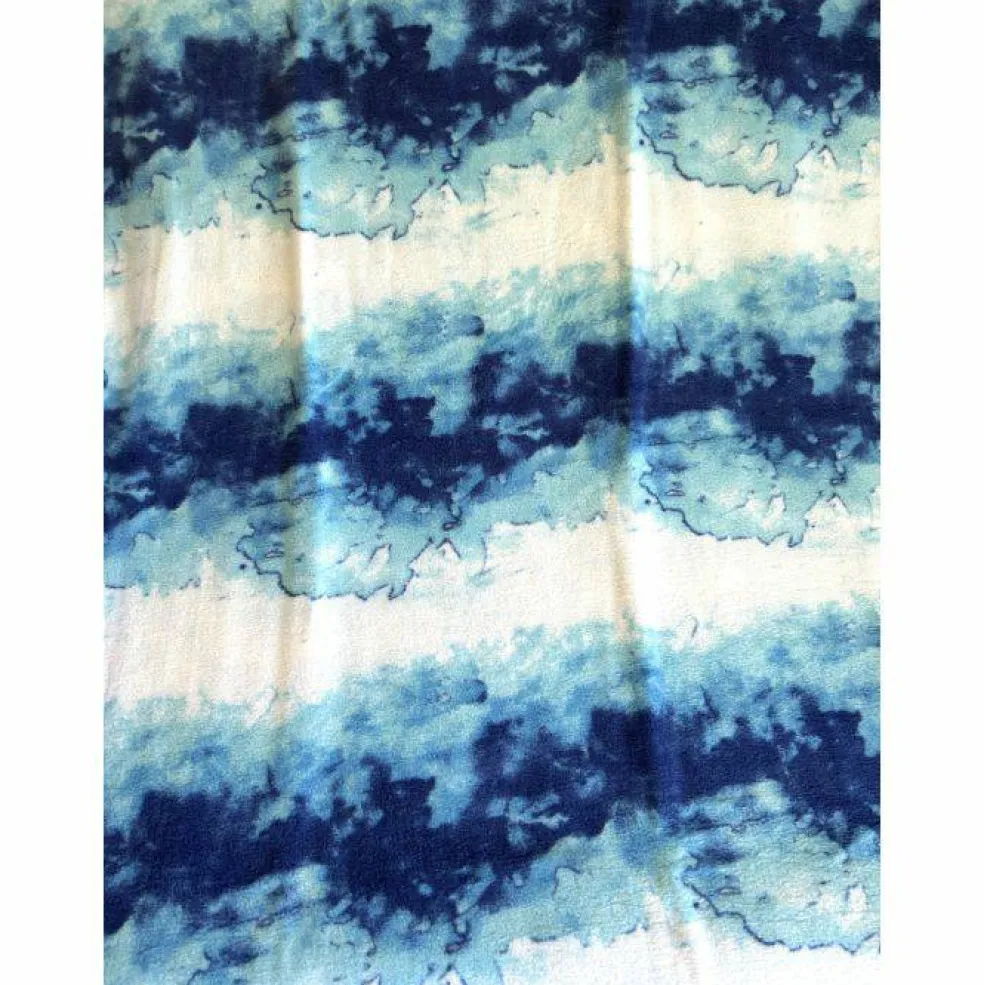 Blue Watercolor Anti-Pill Premium Fleece Fabric | By The Yard