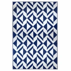 Blue & White Geometric Outdoor Rug by Ashland®