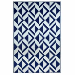 Blue & White Geometric Outdoor Rug by Ashland®