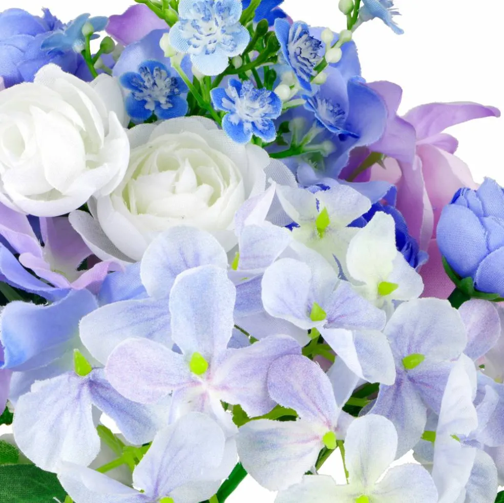 12" Blue & White Hydrangea, Rose & Mini Ranunculus Bouquet by Ashland®