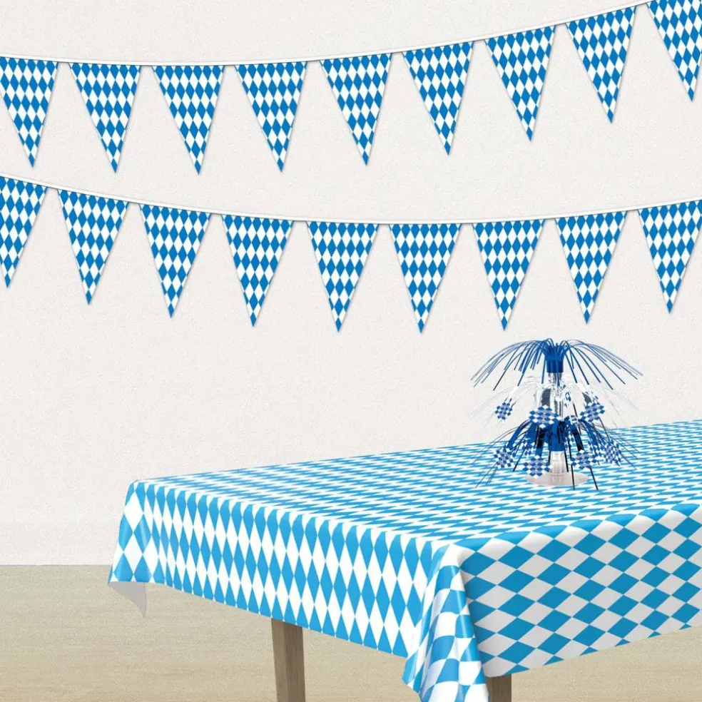 Blue & White Oktoberfest Pennant Banner