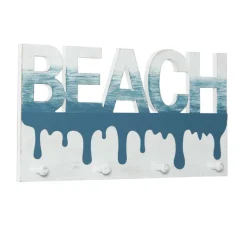 Blue Wood Coastal Wall Hook, 10" x 19" x 2"