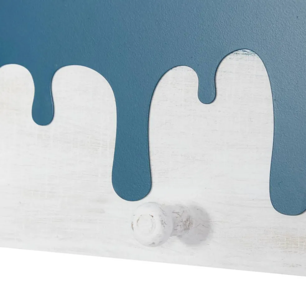 Blue Wood Coastal Wall Hook, 10" x 19" x 2"
