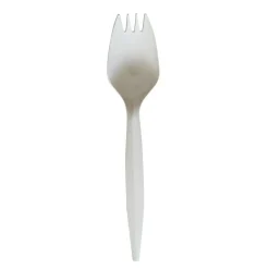 Boardwalk Mediumweight Wrapped Polypropylene Spork Cutlery - White (1000/Carton)