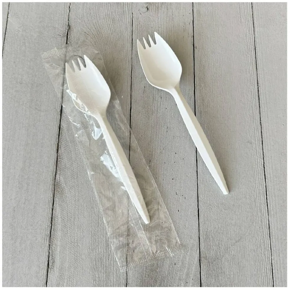 Boardwalk Mediumweight Wrapped Polypropylene Spork Cutlery - White (1000/Carton)