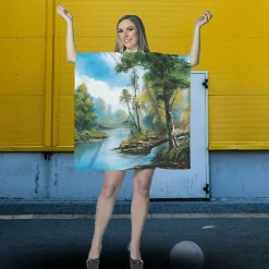 Bob Ross Inspired Painting Halloween Dress Costume for Women with Landscape