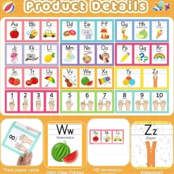 Boho Alphabet Bulletin Board Set – ABC Letters & Number Line Posters for Classroom Wall Decor (12-Pack) Preschool, Kindergarten & Homeschool Teacher Supplies