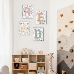 Boho Classroom Decor READ Posters Set of 4 – Reading Nook Wall Art for Classroom Library, Homeschool Decor, Kindergarten Reading Corner Decorations, 8x10 Unframed Prints