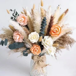 Boho Dried Flower Bouquet with Pampas Grass – Rustic & Modern Floral Decor for Home and Weddings