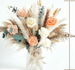 Boho Dried Flower Bouquet with Pampas Grass – Rustic & Modern Floral Decor for Home and Weddings