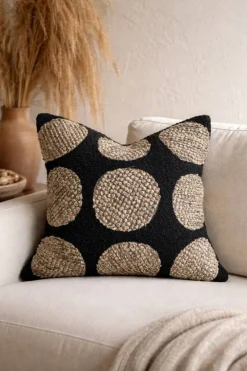 Boho Textured Pillow Cover 18x18, Black and Tan Woven Throw Pillow, Neutral Modern Farmhouse Decor