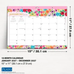 Bonnie Marcus OFFICIAL | 2027 15.5 x 11 Inch Monthly Desk Pad Calendar | Sticker Sheet
