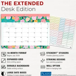 Bonnie Marcus OFFICIAL | 2027 14 x 10 Inch 18 Months Monthly Desk Pad Calendar | July 2026 - December 2027 | Sticker Sheet | Plato | Fashion Designer Stationery