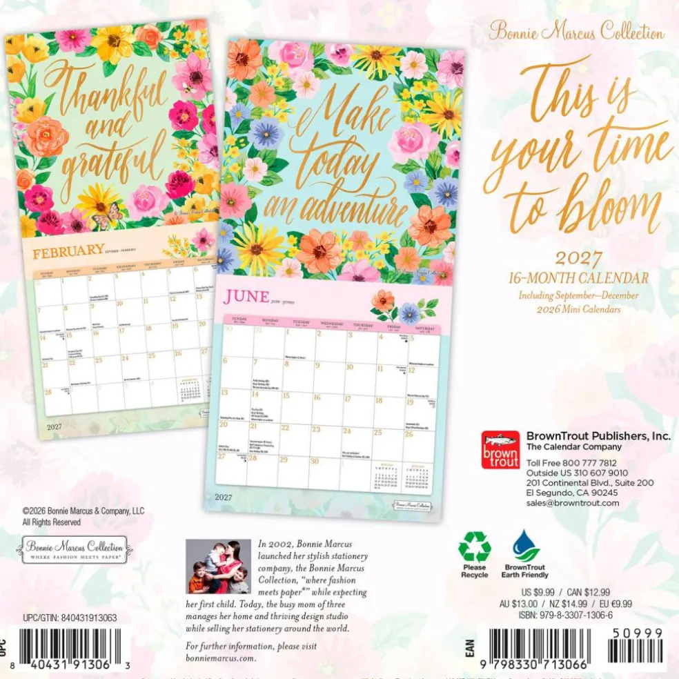 Bonnie Marcus OFFICIAL | 2027 7 x 14 Inch (Hanging) Monthly Mini Wall Calendar