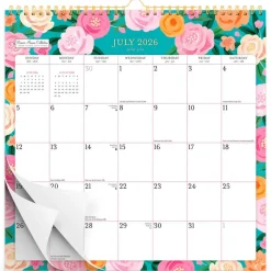Bonnie Marcus OFFICIAL | 2027 12 x 12 Inch (Hanging) 18 Months Monthly Square Wire-O Calendar | Sticker Sheet | July 2026 - December 2027 | Plato | Fashion Designer Stationery