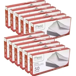 Boxed Envelopes, White, 4.13" x 9.5", 50 Per Box, 12 Boxes
