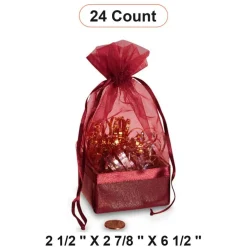 Box On The Bottom Organza Bags 2 1/2 '' X 2 7/8 '' X 6 1/2 '' Party