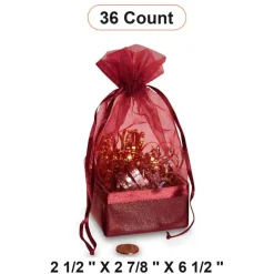 Box On The Bottom Organza Bags 2 1/2 '' X 2 7/8 '' X 6 1/2 '' Party
