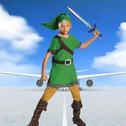 Boys Link Costume from The Legend of Zelda Green Tunic and Hat Set