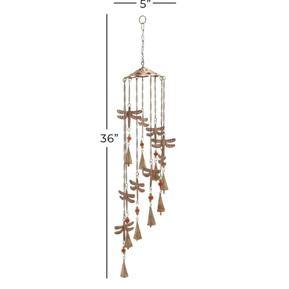 Brass Metal Eclectic Windchime, 5" x 1" x 36"
