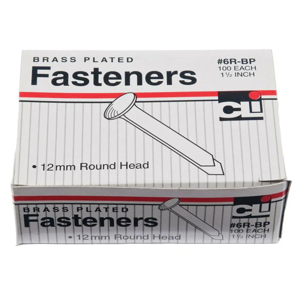 1.5" Brass Paper Fasteners, 5 Boxes of 100