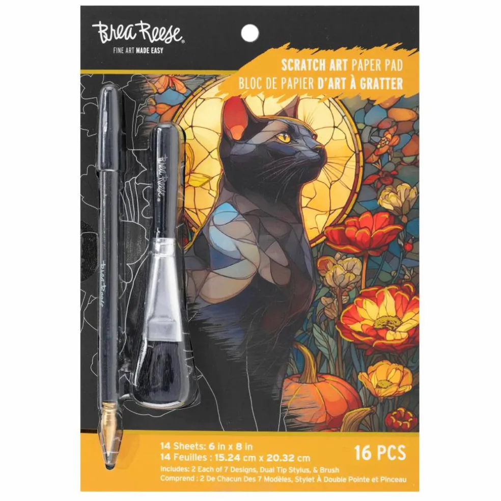 Brea Reese® 6" x 8" Fall Stained Glass Scratch Art Paper Pad