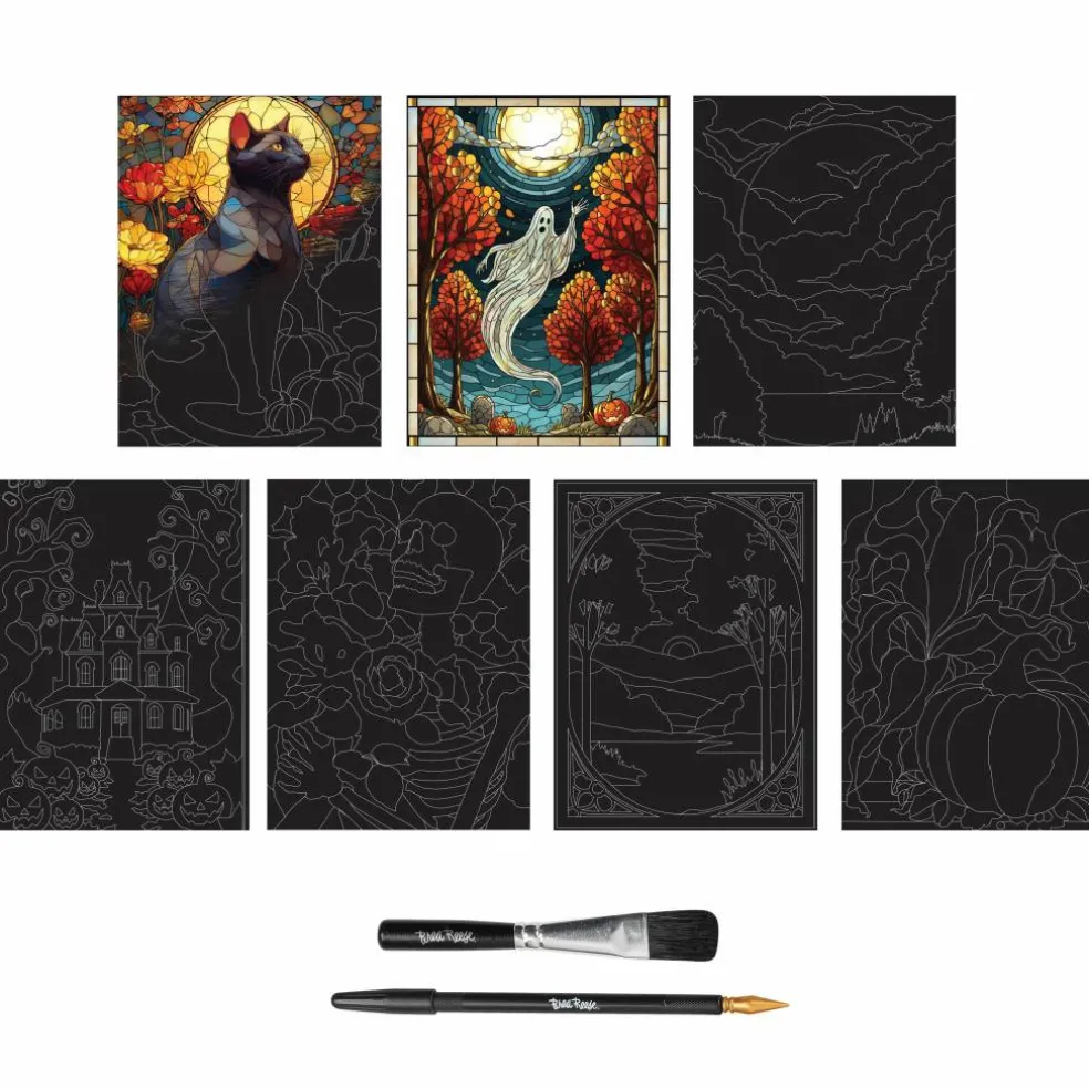 Brea Reese® 6" x 8" Fall Stained Glass Scratch Art Paper Pad