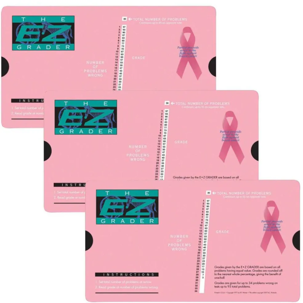 Breast Cancer Pink E-Z Grader, Pack of 3
