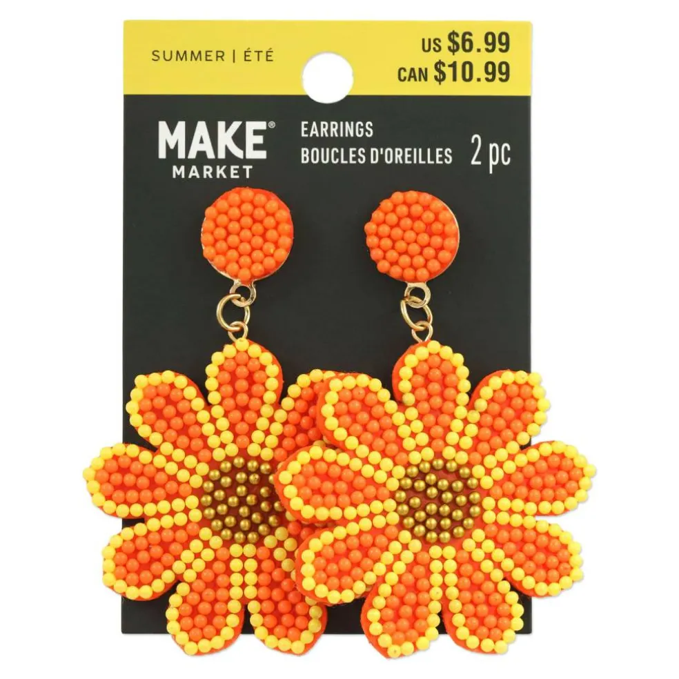 Bright Beaded Flower Earrings by Make Market®