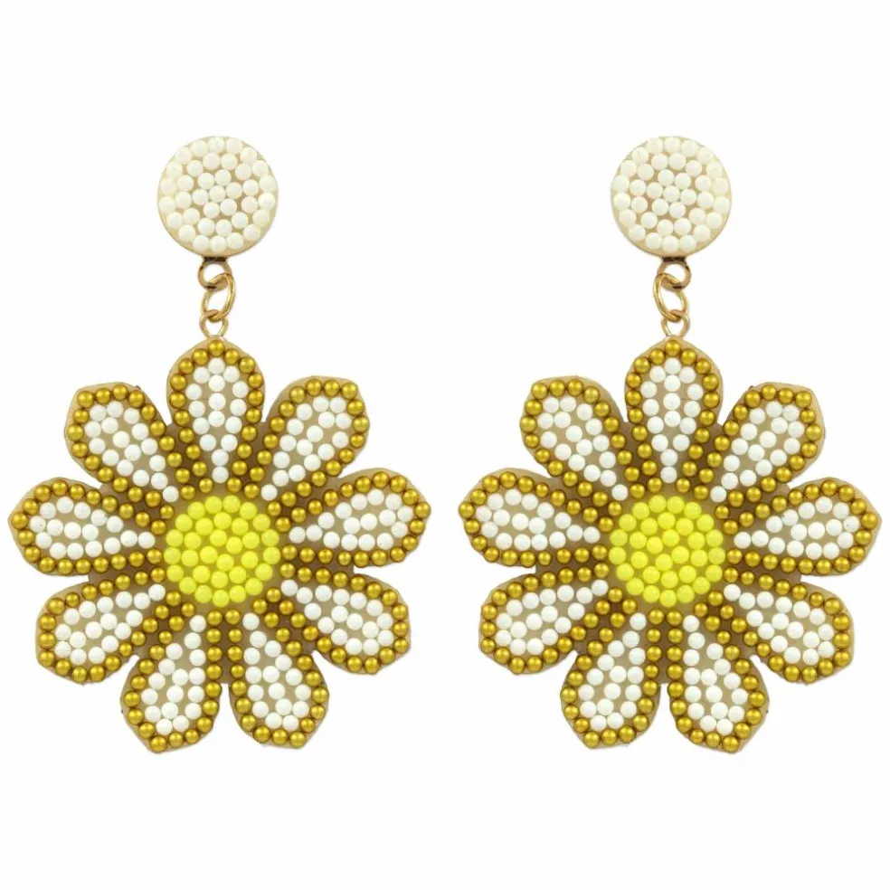 Bright Beaded Flower Earrings by Make Market®