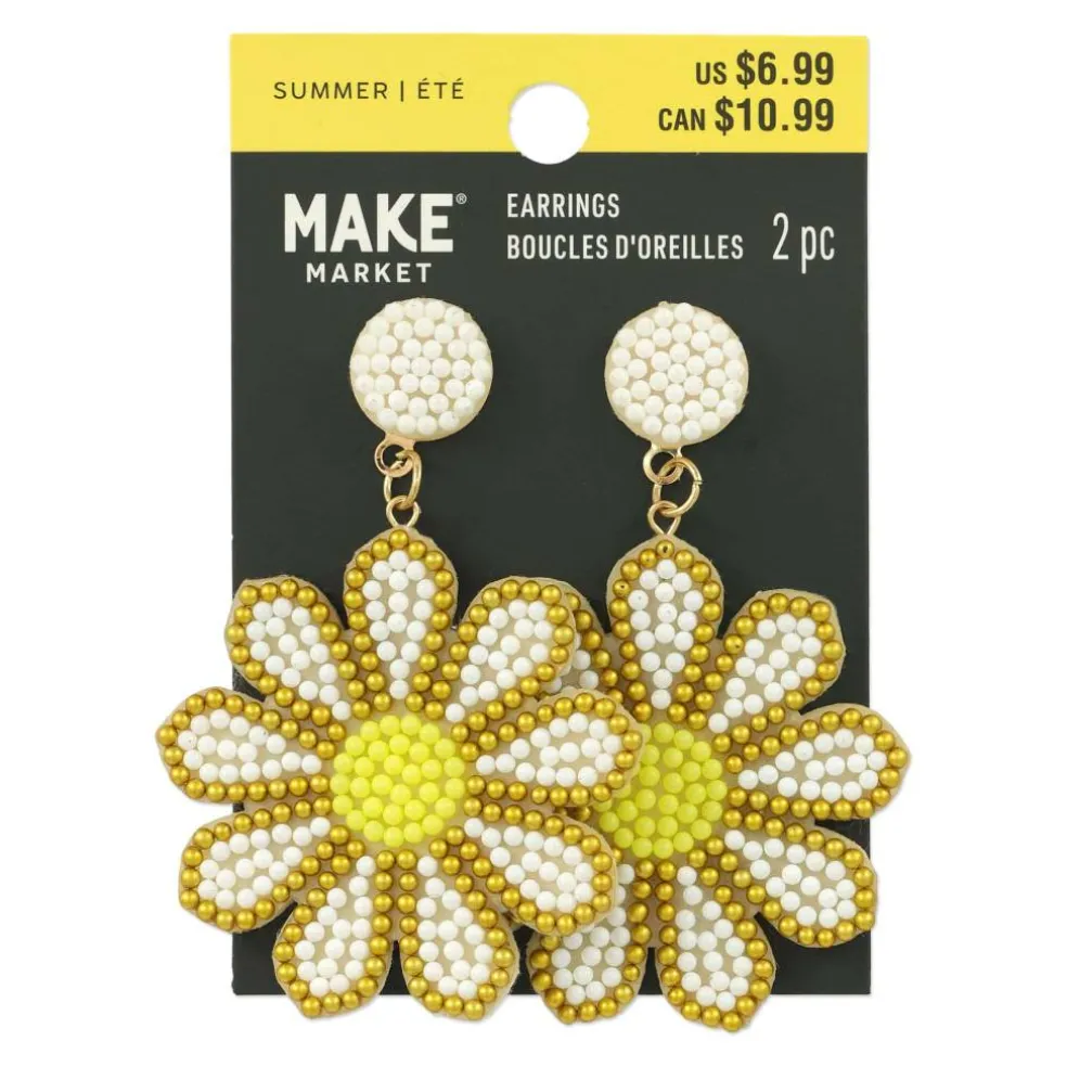 Bright Beaded Flower Earrings by Make Market®