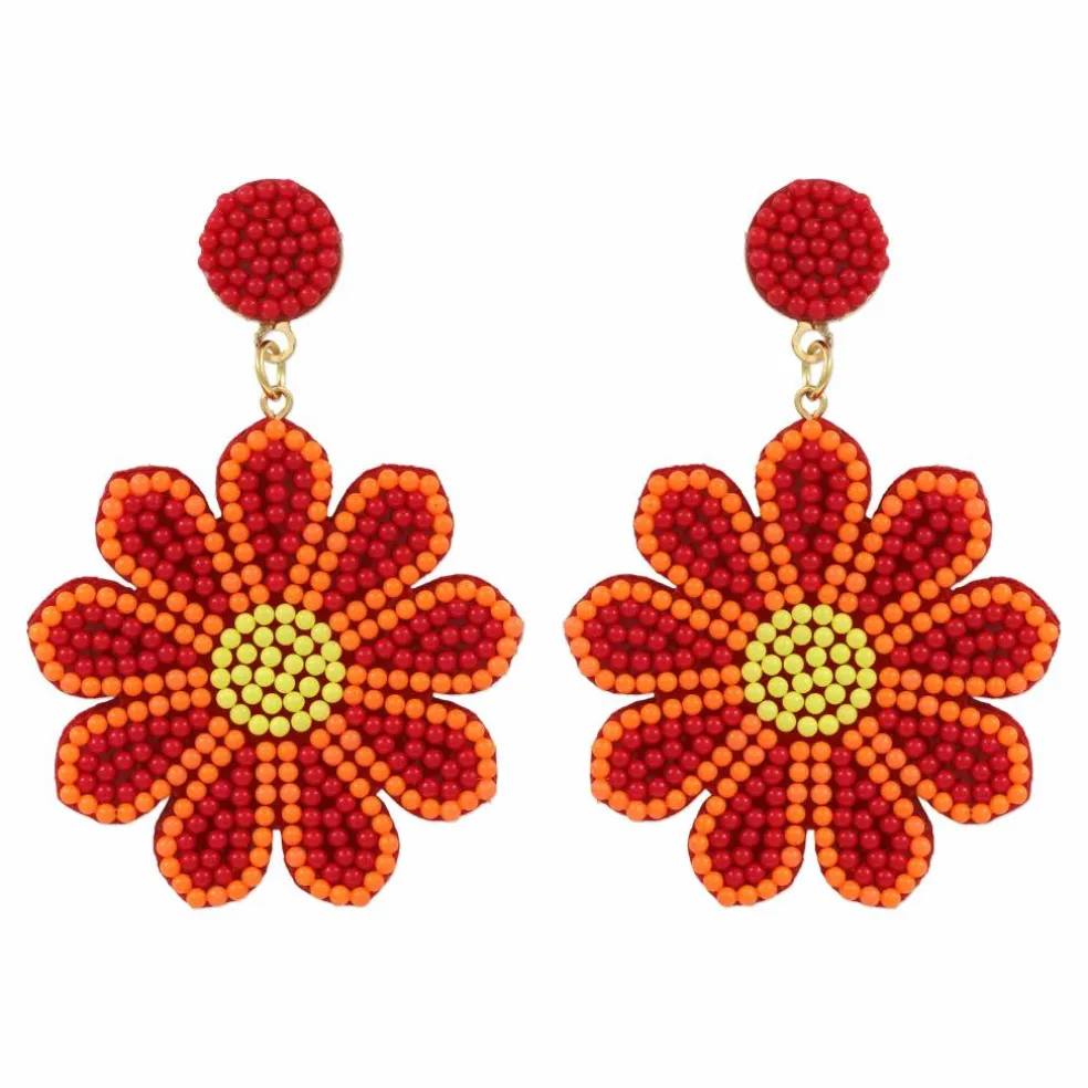 Bright Beaded Flower Earrings by Make Market®