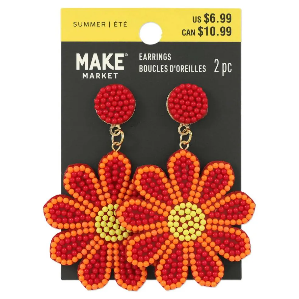 Bright Beaded Flower Earrings by Make Market®