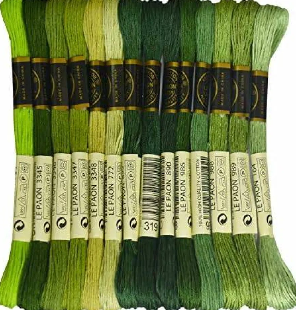Bright Chartreuse Gradient Color Embroidery Floss 14pack