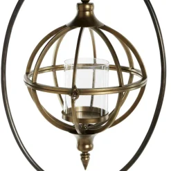 Bronze Iron Modern Candle Holder Lantern, 66" x 16" x 11"